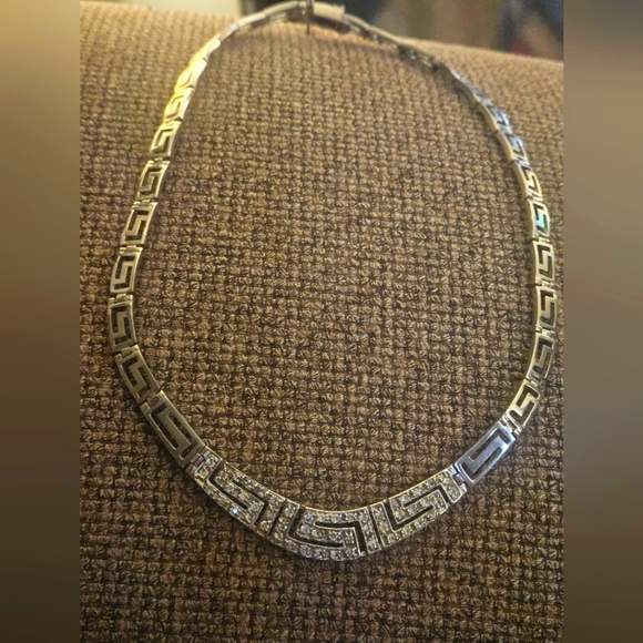 Sterling Jewelry - GORGEOUS STERLING GREEK KEY PATTERN NECKLACE.GRADUATED W/CZ CHIPS IN FRONT ❤️